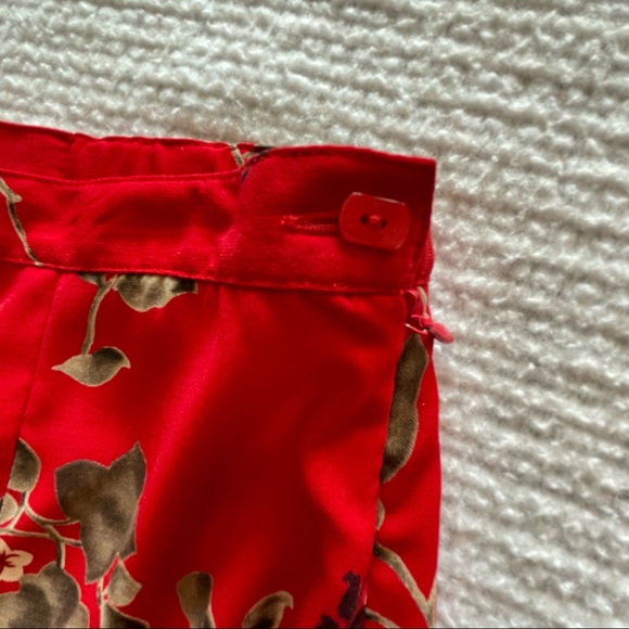 SAG HARBOR Vintage Red Trumpet Asymmetric Seam Midi Floral Side Zipper Size 8P - Picture 5 of 11